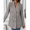 imageFloerns Womens Casual Long Sleeve Graphic Colorful Blazer Work Suit JacketsCoffee Brown Gingham