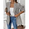 imageFloerns Womens Casual Long Sleeve Graphic Colorful Blazer Work Suit JacketsCoffee Brown Gingham