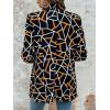 imageFloerns Womens Casual Long Sleeve Graphic Colorful Blazer Work Suit JacketsGeo Black Orange