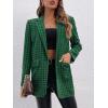 imageFloerns Womens Casual Long Sleeve Graphic Colorful Blazer Work Suit JacketsGreen Houndstooth
