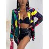 imageFloerns Womens Casual Long Sleeve Graphic Colorful Blazer Work Suit JacketsPurple Green Multi