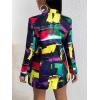 imageFloerns Womens Casual Long Sleeve Graphic Colorful Blazer Work Suit JacketsPurple Green Multi
