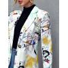 imageFloerns Womens Casual Long Sleeve Graphic Colorful Blazer Work Suit JacketsWhite Yellow Multi