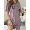 imageFloerns Womens Funny Lingerie Nightgown Cute Print Tshirt SleepdressDusty Purple