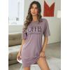 imageFloerns Womens Funny Lingerie Nightgown Cute Print Tshirt SleepdressDusty Purple