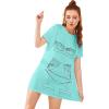 imageFloerns Womens Funny Lingerie Nightgown Cute Print Tshirt SleepdressLight Blue