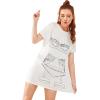 imageFloerns Womens Funny Lingerie Nightgown Cute Print Tshirt SleepdressWhite