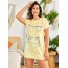imageFloerns Womens Funny Lingerie Nightgown Cute Print Tshirt SleepdressYellow Solid