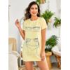 imageFloerns Womens Funny Lingerie Nightgown Cute Print Tshirt SleepdressYellow Solid