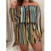 imageFloerns Womens Plus Size 2 Piece Boho Floral Off Shoulder Frill Trim Drawstring Front Top ampamp ShortsBlack Geo