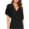 imageFloerns Womens Short Sleeve V Neck Twist Front Split Midi DressBlack