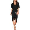 imageFloerns Womens Short Sleeve V Neck Twist Front Split Midi DressBlack