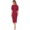 imageFloerns Womens Short Sleeve V Neck Twist Front Split Midi DressBurgundy