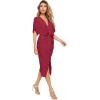 imageFloerns Womens Short Sleeve V Neck Twist Front Split Midi DressBurgundy