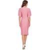 imageFloerns Womens Short Sleeve V Neck Twist Front Split Midi DressCarnation Pink