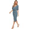 imageFloerns Womens Short Sleeve V Neck Twist Front Split Midi DressDusty Blue