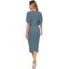 imageFloerns Womens Short Sleeve V Neck Twist Front Split Midi DressDusty Blue