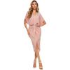 imageFloerns Womens Short Sleeve V Neck Twist Front Split Midi DressDusty Pink
