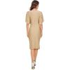imageFloerns Womens Short Sleeve V Neck Twist Front Split Midi DressKhaki