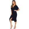 imageFloerns Womens Short Sleeve V Neck Twist Front Split Midi DressNavy New