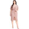 imageFloerns Womens Short Sleeve V Neck Twist Front Split Midi DressPink New