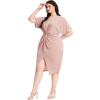 imageFloerns Womens Short Sleeve V Neck Twist Front Split Midi DressPink New