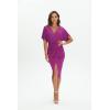 imageFloerns Womens Short Sleeve V Neck Twist Front Split Midi DressPurple Solid