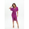 imageFloerns Womens Short Sleeve V Neck Twist Front Split Midi DressPurple Solid