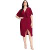 imageFloerns Womens Short Sleeve V Neck Twist Front Split Midi DressPurplish Red