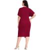imageFloerns Womens Short Sleeve V Neck Twist Front Split Midi DressPurplish Red