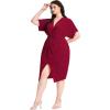 imageFloerns Womens Short Sleeve V Neck Twist Front Split Midi DressPurplish Red