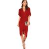 imageFloerns Womens Short Sleeve V Neck Twist Front Split Midi DressRed