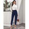 imageFloerns Womens Solid High Waist Tapered Ankle Stretch Work PantsNavy Blue