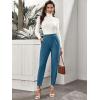 imageFloerns Womens Solid High Waist Tapered Ankle Stretch Work PantsTeal Blue