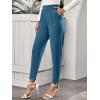 imageFloerns Womens Solid High Waist Tapered Ankle Stretch Work PantsTeal Blue
