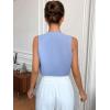 imageFloerns Womens Solid Sleeveless Button Front V Neck Vest Waistcoat Crop TopBlue