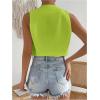 imageFloerns Womens Solid Sleeveless Button Front V Neck Vest Waistcoat Crop TopGreen