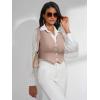imageFloerns Womens Solid Sleeveless Button Front V Neck Vest Waistcoat Crop TopKhaki