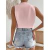 imageFloerns Womens Solid Sleeveless Button Front V Neck Vest Waistcoat Crop TopPink