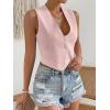 imageFloerns Womens Solid Sleeveless Button Front V Neck Vest Waistcoat Crop TopPink