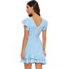 imageFloerns Womens V Back Inslace Layered Ruffle Hem Flutter Sleeve DressA Light Blue
