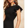 imageFloerns Womens V Back Inslace Layered Ruffle Hem Flutter Sleeve DressBlack