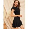 imageFloerns Womens V Back Inslace Layered Ruffle Hem Flutter Sleeve DressBlack