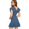 imageFloerns Womens V Back Inslace Layered Ruffle Hem Flutter Sleeve DressBlue