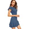 imageFloerns Womens V Back Inslace Layered Ruffle Hem Flutter Sleeve DressBlue