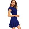 imageFloerns Womens V Back Inslace Layered Ruffle Hem Flutter Sleeve DressClassic Blue