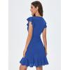 imageFloerns Womens V Back Inslace Layered Ruffle Hem Flutter Sleeve DressDeep Blue