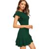 imageFloerns Womens V Back Inslace Layered Ruffle Hem Flutter Sleeve DressGreen