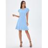 imageFloerns Womens V Back Inslace Layered Ruffle Hem Flutter Sleeve DressPale Blue