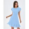 imageFloerns Womens V Back Inslace Layered Ruffle Hem Flutter Sleeve DressPale Blue